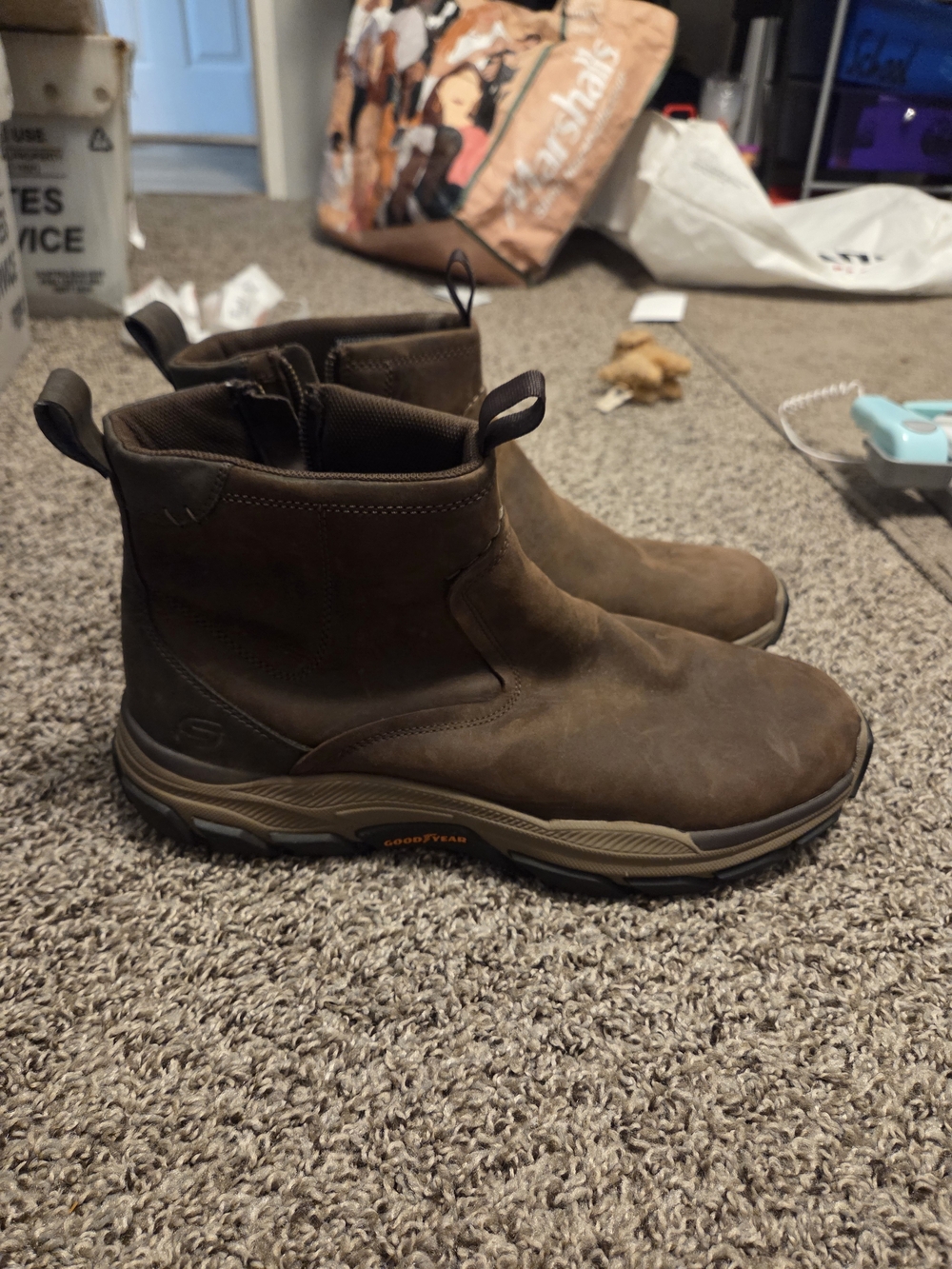 Skechers Men's Brown Slip-On Work Boots